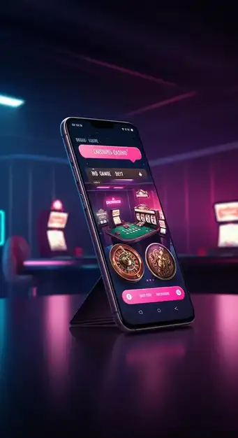 Interfaccia dell'app mobile di Nine Casino su smartphone con giochi e pulsanti di navigazione chiari, mostrando l'esperienza di gioco ottimizzata per touchscreen.